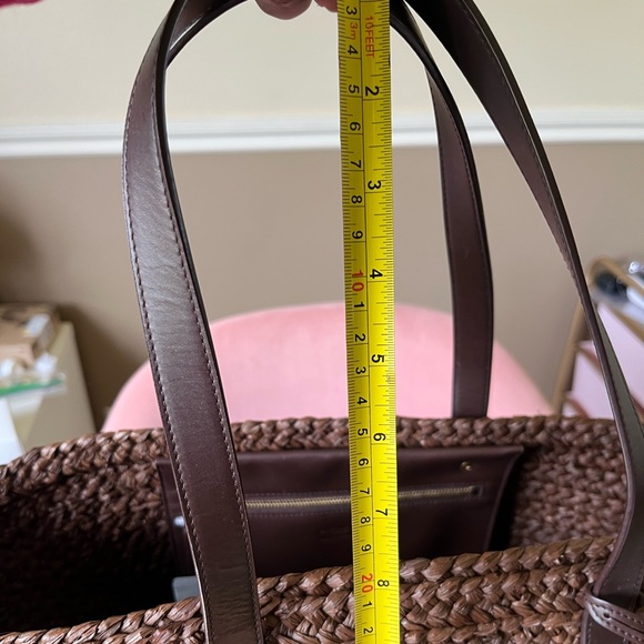 Saint Laurent Logo Raffia Tote chocolate and leather. - Picture 2 of 7